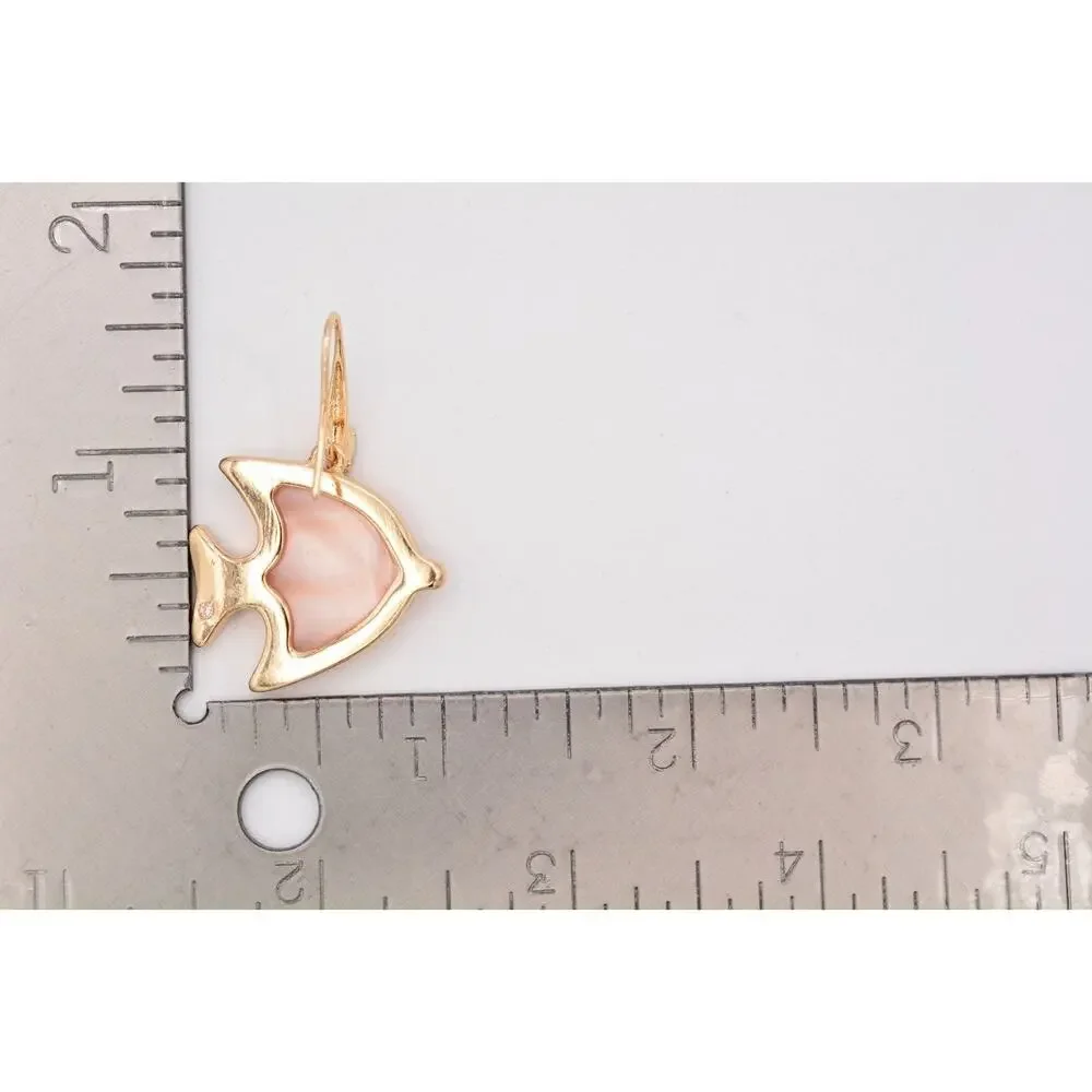 Angel Fish Dangle Earrings Pink Rhinestone Crystal Gold Beach Summer Y2K BinAE